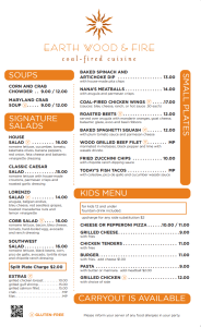 Our Menu - Earth Wood & Fire